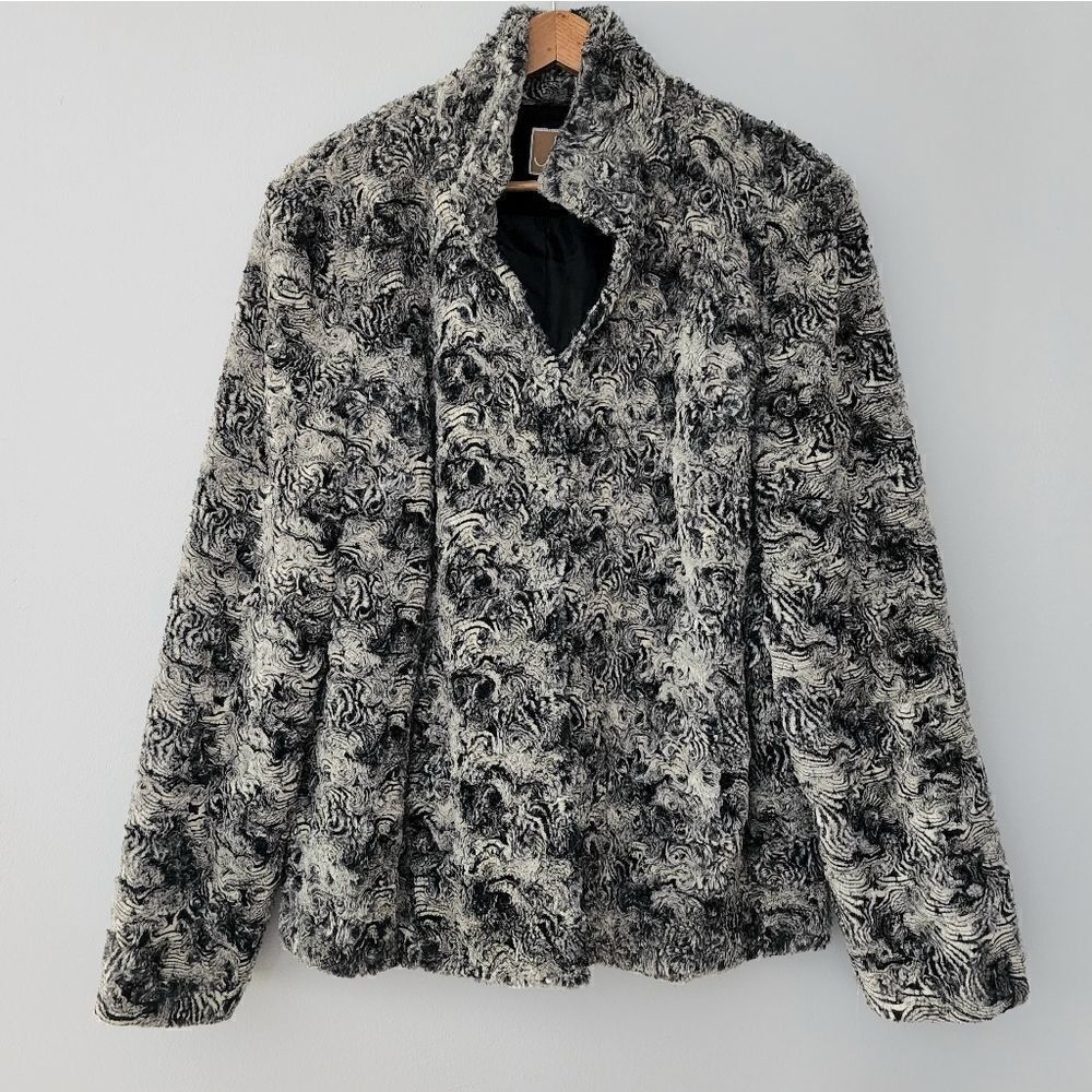 JM collection grey swirl coat faux fur new with tags womens size XL
